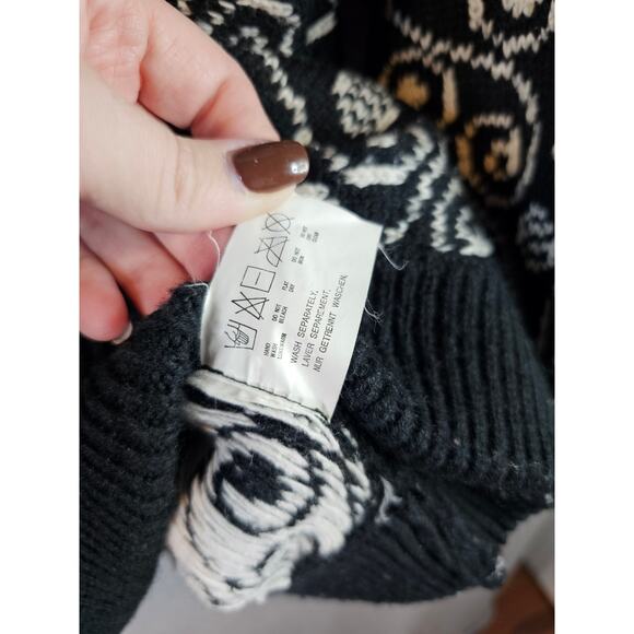 VTG Esprit Sport Sweater Women SM Retro Stripe Abstract Chunky Knit Black/Blue - Picture 7 of 11